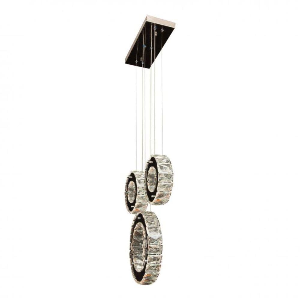 Pendente Redondo Rings 3 Aros 20w 4000k Tokyo Bronzearte Inox
