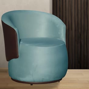 Poltrona Organica Beatriz Veludo Azul Turquesa C/ Composê Corano Marrom - LM DECOR