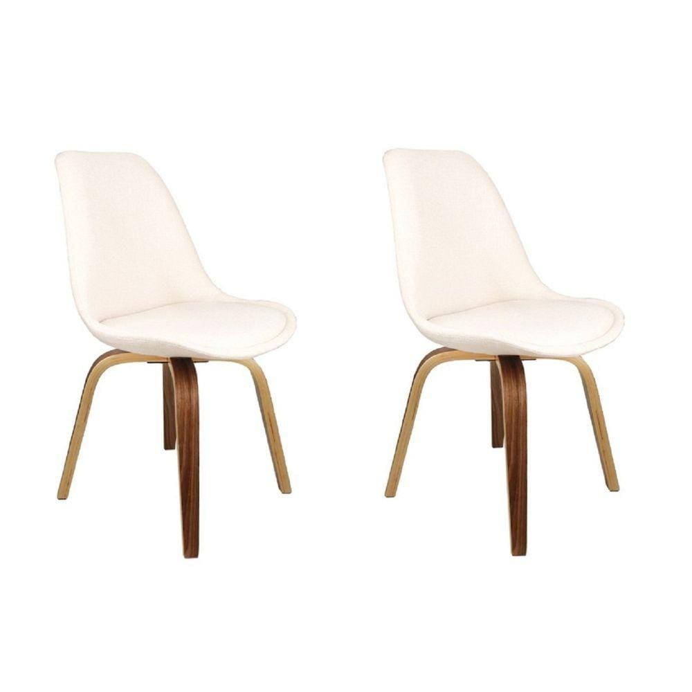 Kit 2 Cadeiras de Jantar Estofadas Lis Cru