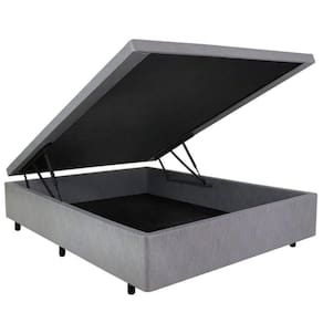 Base Box Baú Viúva em Courino 120x203x42cm Cinza