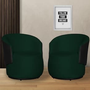 Kit 2 Poltronas Organica Beatriz Suede Verde C/ Composê Corano Preto - LM DECOR