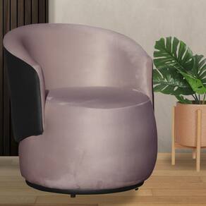 Poltrona Organica Beatriz Veludo Rose C/ Composê Corano Preto - LM DECOR