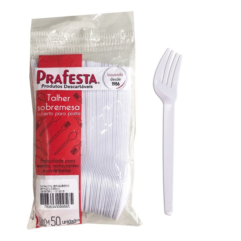 Garfo Sobremesa Branco Com 50 - Prafesta
