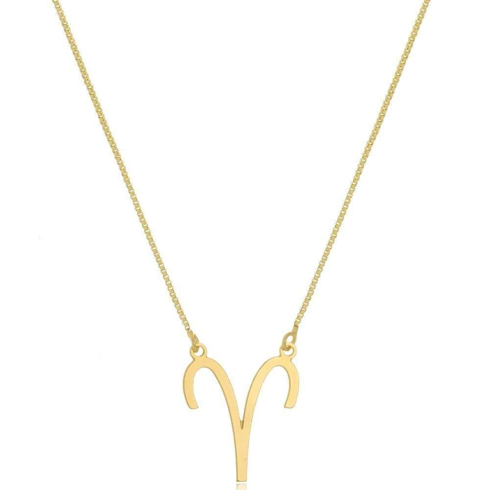 Colar Personalizado Signo De áries Folheado Em Ouro 18k [f027]