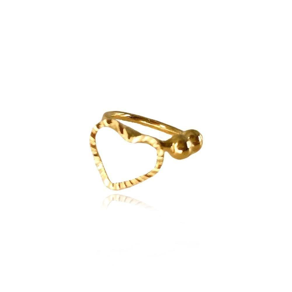 Piercing Fake Com Coração Folheado Em Ouro 18k [f027]