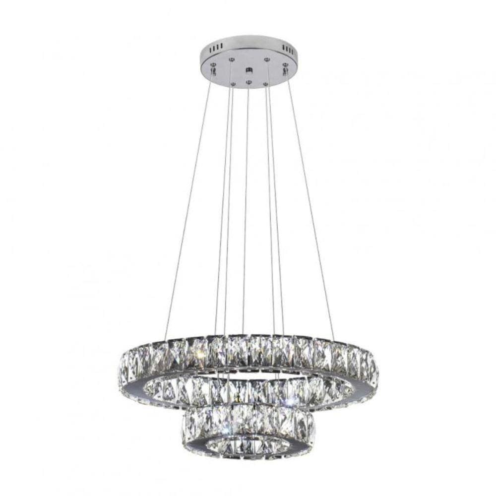 Pendente Led Redondo 02 Aros 35w 4000k 400x200 Mm Tokyo Bronzearte Inox