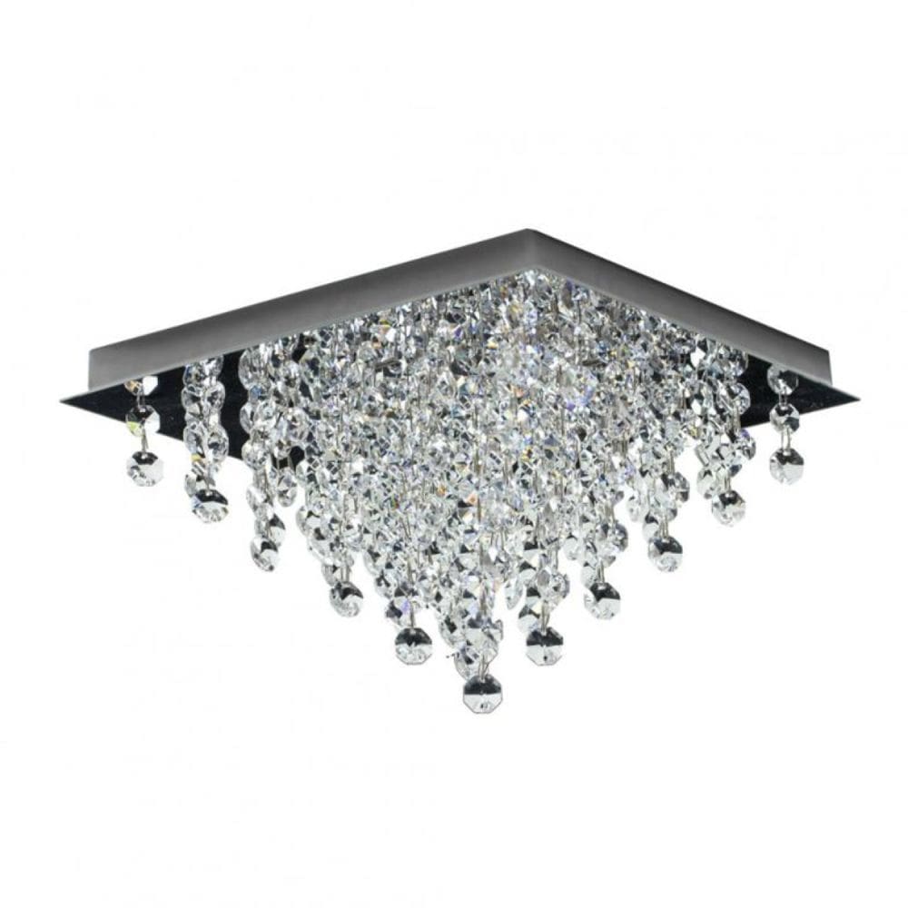 Plafon Italia Cristais 4 Luzes G9 25x25cm Gpit252504pfv2 Bronzearte Transparente