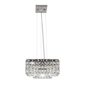 Pendente Cristal Quadrado 25x25xh13,5cm 4 Luzes G9 Paris Gppr252504pdv2 Bronzearte