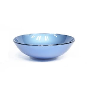 Cuba de Vidro para Banheiro Redonda 31cm Azul