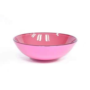 Cuba de Vidro para Banheiro Redonda 42cm Rosa