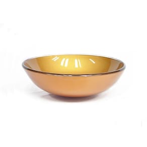 Cuba de Vidro para Banheiro Redonda 42cm Dourado Real