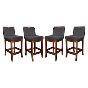 Kit 4 Banquetas Turim Assento 60 Cm Madeira Castanho Suede