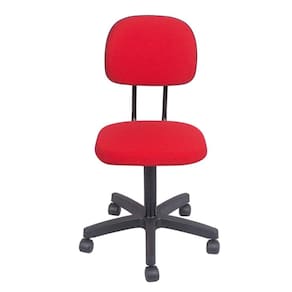 Cadeira secretaria giratoria tropical com L duplo o pistão e fixo não tem regulagem tecido vermelho