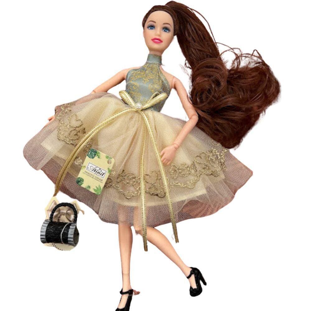 Boneca Articulada Jolly Com Vestido Fashion e Bolsa - Estilo e Diversão!