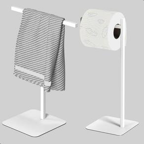 Porta Papel Higiênico de Chão Branco e Toalha Lavabo Nice