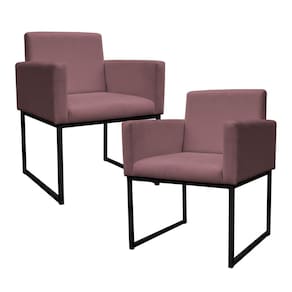 Kit 2 Poltronas Decorativa Base De Ferro Preto Veludo Rosê - Montanaris Decor
