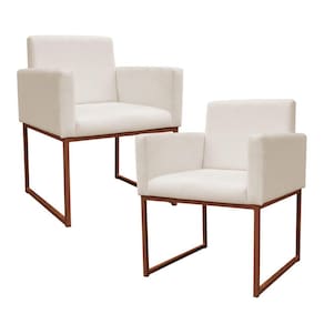 Kit 2 Poltronas Decorativa Base De Ferro Bronze Veludo Bege - Montanaris Decor