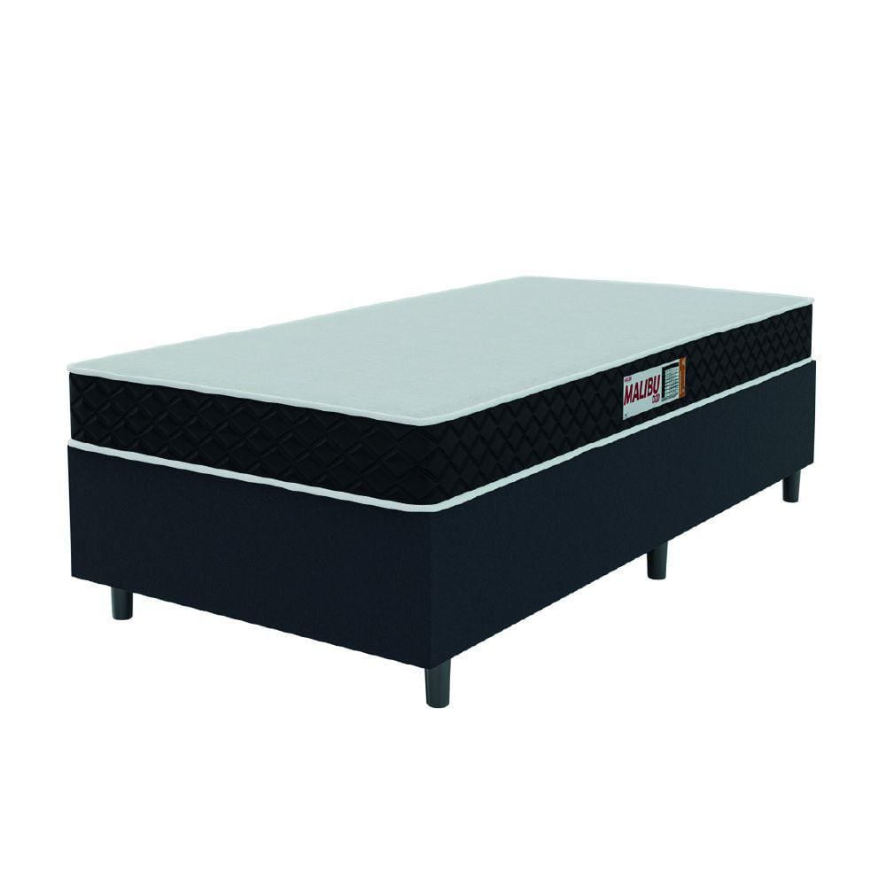Cama Box Colchão Solteiro Espuma D20 Malibu 78x188x50cm Preto / Branco Hellen