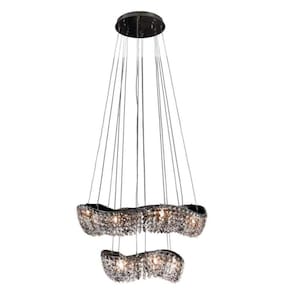 Pendente Wave Cristal 2 Aros 14 Luzes Wav14l60pd Bronzearte