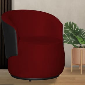 Poltrona Organica Beatriz Suede Vermelho C/ Composê Corano Preto - LM DECOR