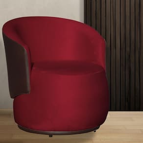 Poltrona Organica Beatriz Veludo Vermelho C/ Composê Corano Marrom - LM DECOR