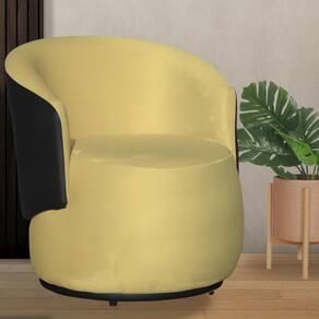Poltrona Organica Beatriz Suede Amarelo C/ Composê Corano Preto - LM DECOR