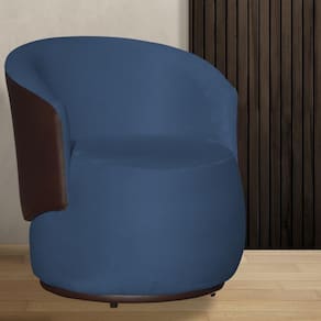 Poltrona Organica Beatriz Suede Azul Royal C/ Composê Corano Marrom - LM DECOR