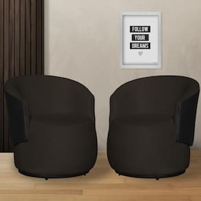 Kit 2 Poltronas Organica Beatriz Suede Marrom C/ Composê Corano Preto - LM DECOR