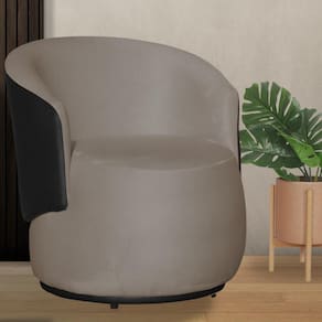 Poltrona Organica Beatriz Suede Cappuccino C/ Composê Corano Preto - LM DECOR