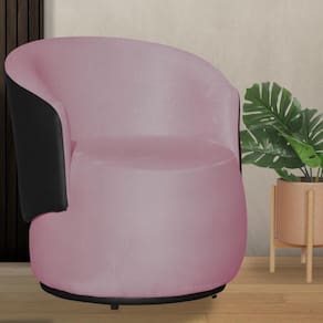 Poltrona Organica Beatriz Suede Rosa C/ Composê Corano Preto - LM DECOR