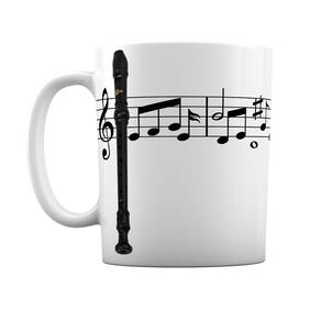 Caneca Instrumento Musical Flauta Doce Notas Musicais