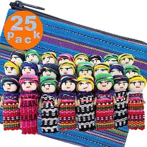 24 Bonecas de Preocupação da Guatemala - Bonecas Super Fofas Pequenas Preocupações + 1 Saco de Tecido Guatemalteco Livre - Boneca de Preocupação - Pes