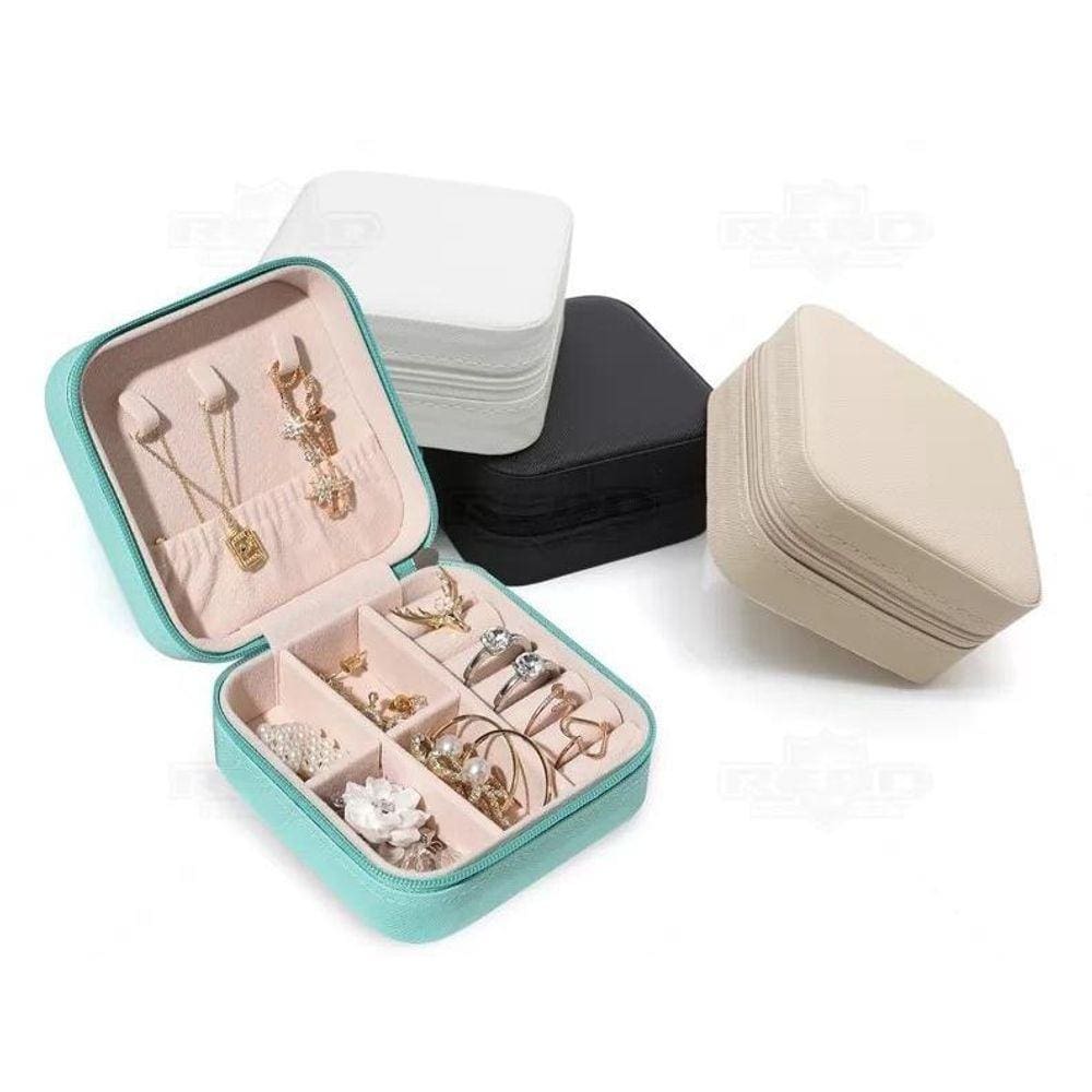 Mini Porta Jóias Maleta 14 Compartimentos Aveludado -Cores