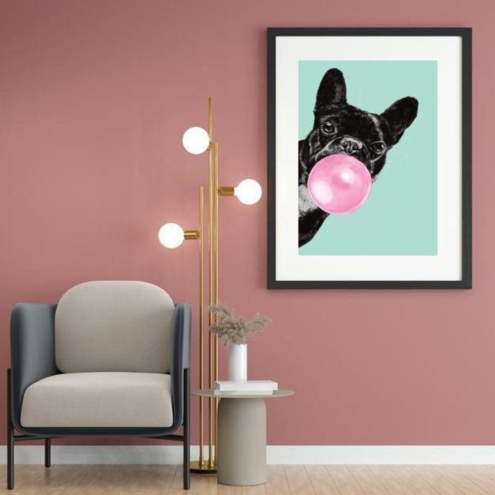 Quadro Bulldog Francês Chicletes - 60X48Cm