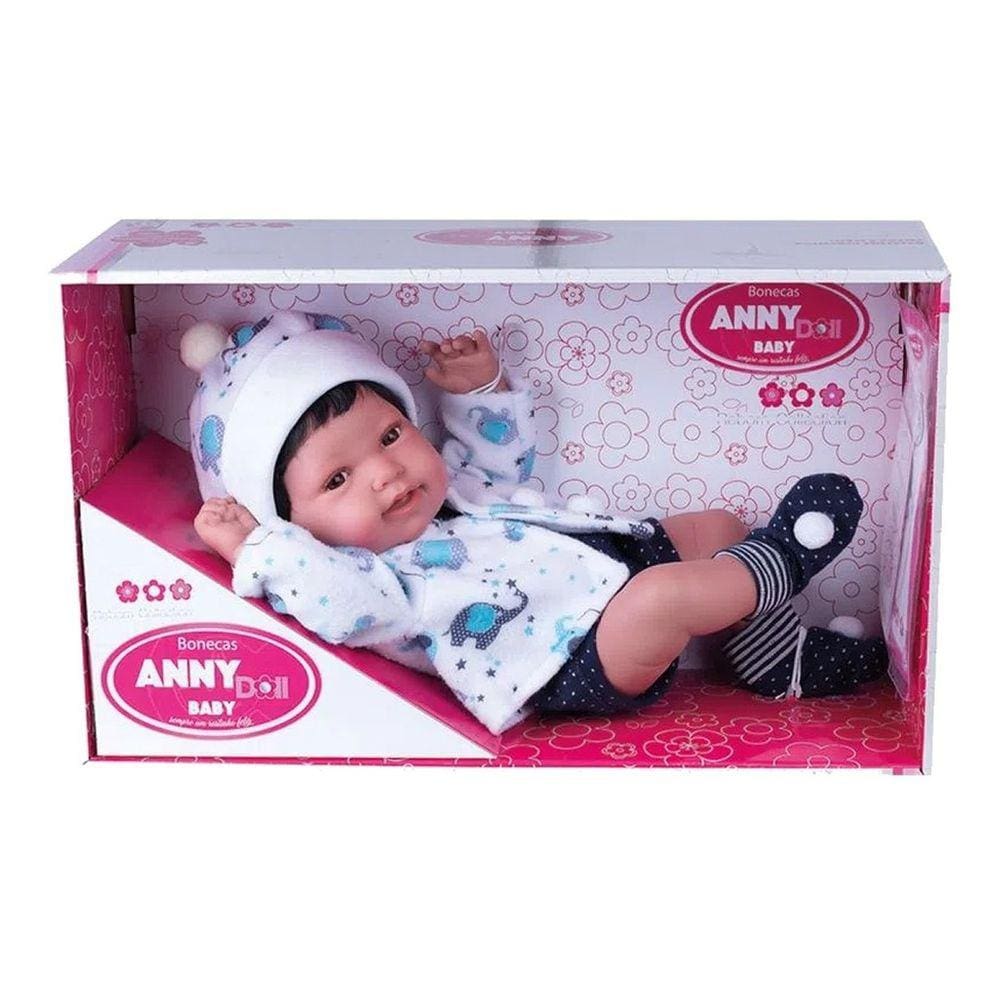 Boneca Anny Doll Baby Menino Reborn Shorts E Blusa Cotiplás