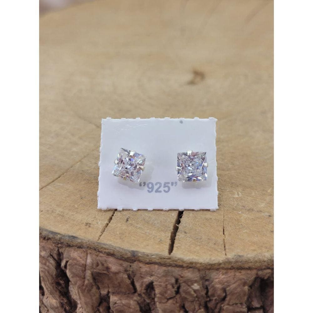 BRINCO DE PRATA 925 CARRE QUADRADO ZIRCÔNIA 6mm