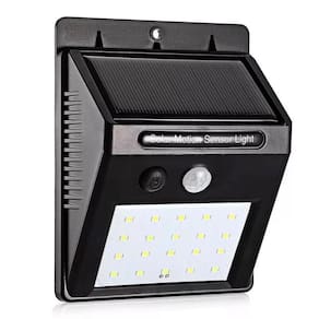 Kit 2 Luminárias Solar 30 Leds Sensor Movimento Luz Preto