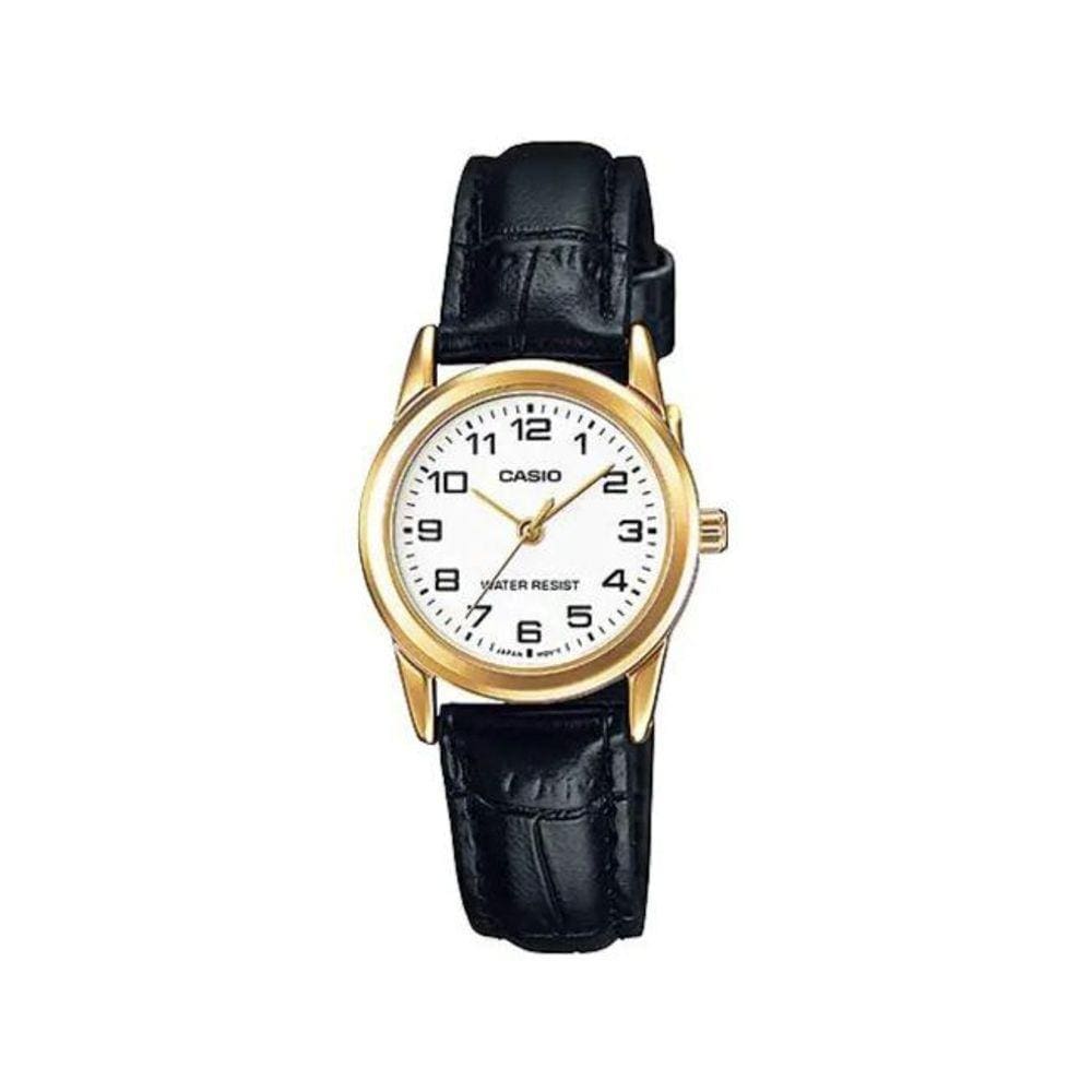 Relógio Casio Feminino Dourado Preto Ltp-V001gl-7Budf