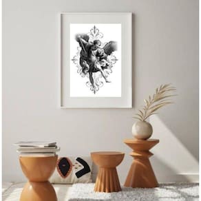 Quadro São Miguel Arcanjo Preto E Branco - 60X48Cm