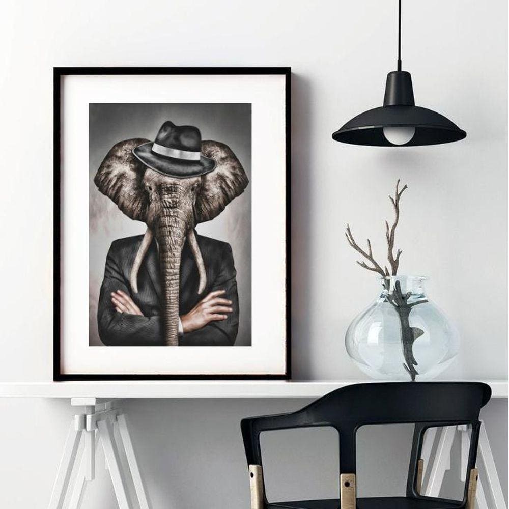 Quadro Decorativo Senhor Elefante - 60X48Cm