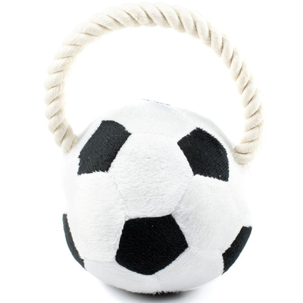 Brinquedo para cachorro Bola de Pelúcia Futebol com puxador de corda The Pet`s Brasil