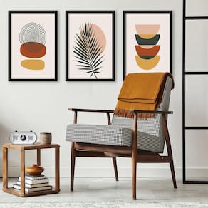 Kit 3 Quadros Abstratos Contemporâneos Boho 24X18Cm - Vidro