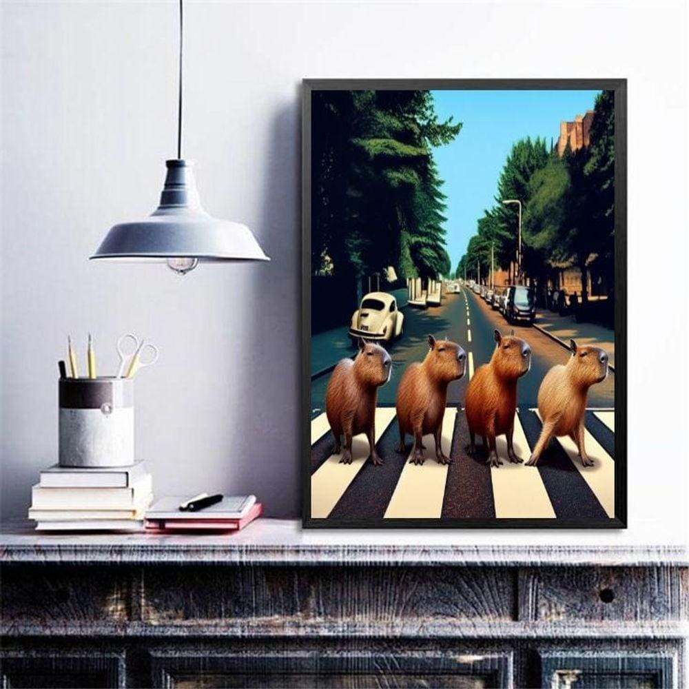 Quadro Decorativo Capivaras Abbey Road 24X18Cm