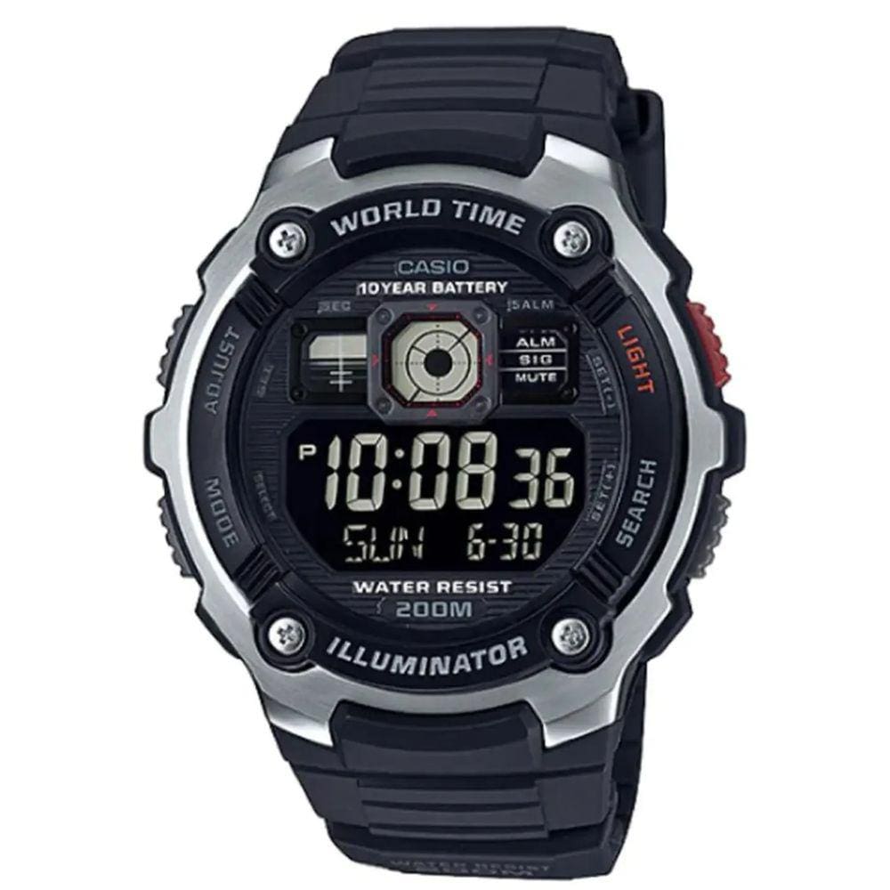 Relógio Casio Masculino Digital Hora Mundial Ae-2000W-1Bvdf