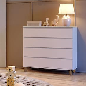 Cômoda Infantil Ninho 4 Gavetas 100 cm Branco