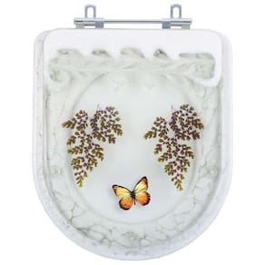 Tampa de Vaso Poliéster Decorada Borboleta Square Branco para louça Lorenzetti
