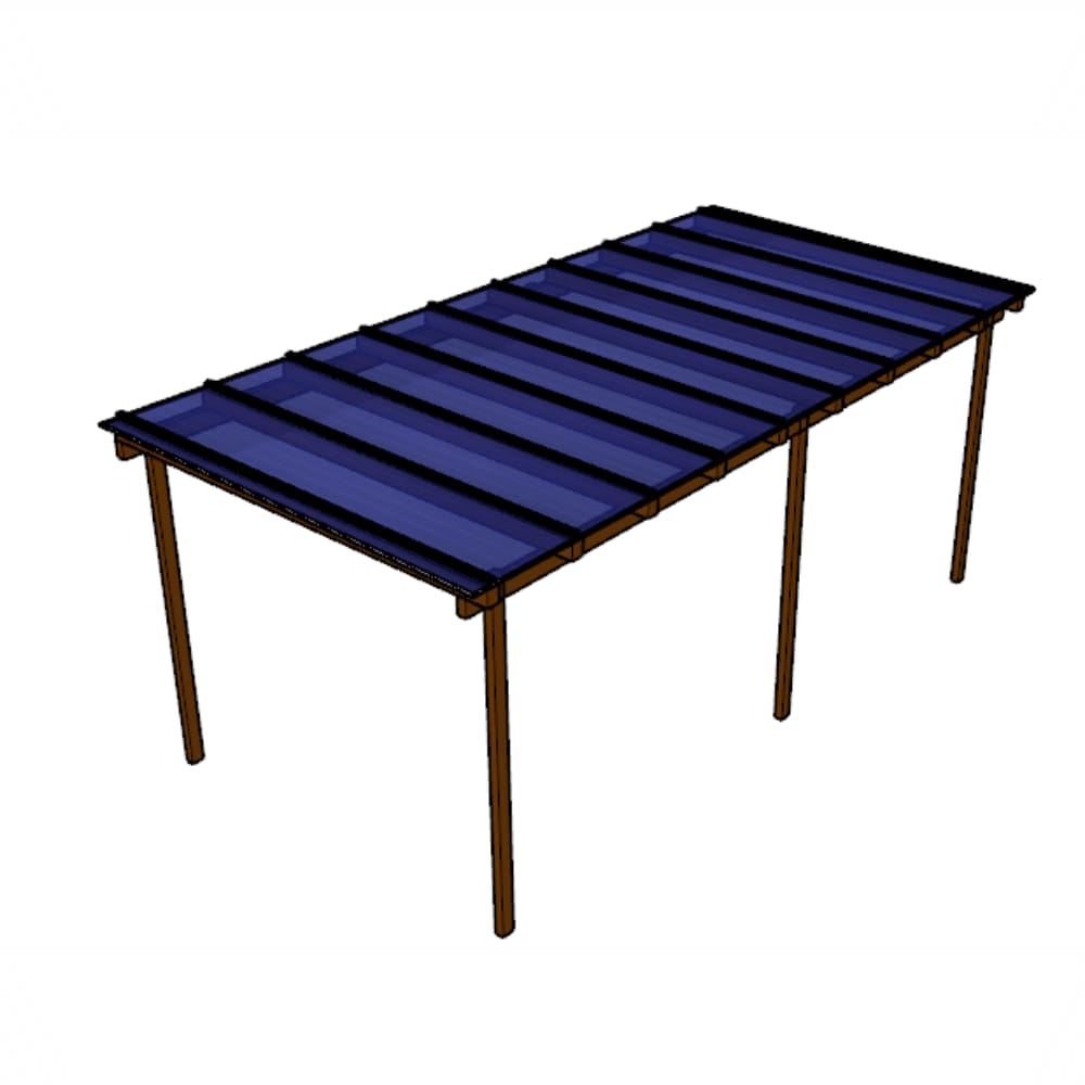 Kit Policarbonato Azul 6mm 6,00m x 1,50m - Perfis Naturais