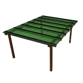 Kit Policarbonato Verde 6mm 4,00m x 4,00m - Perfis Naturais