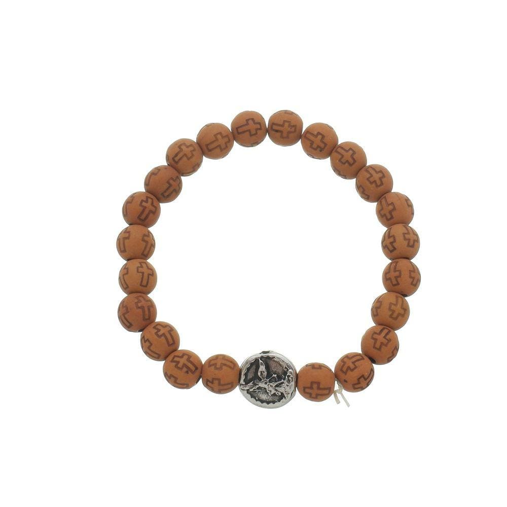 Pulseira de São Miguel Arcanjo com Contas Cruz Marrom