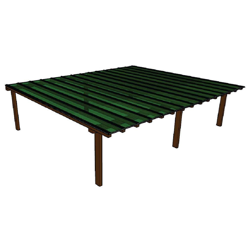 Kit Policarbonato Verde 4mm 12,00m x 4,00m - Perfis Naturais